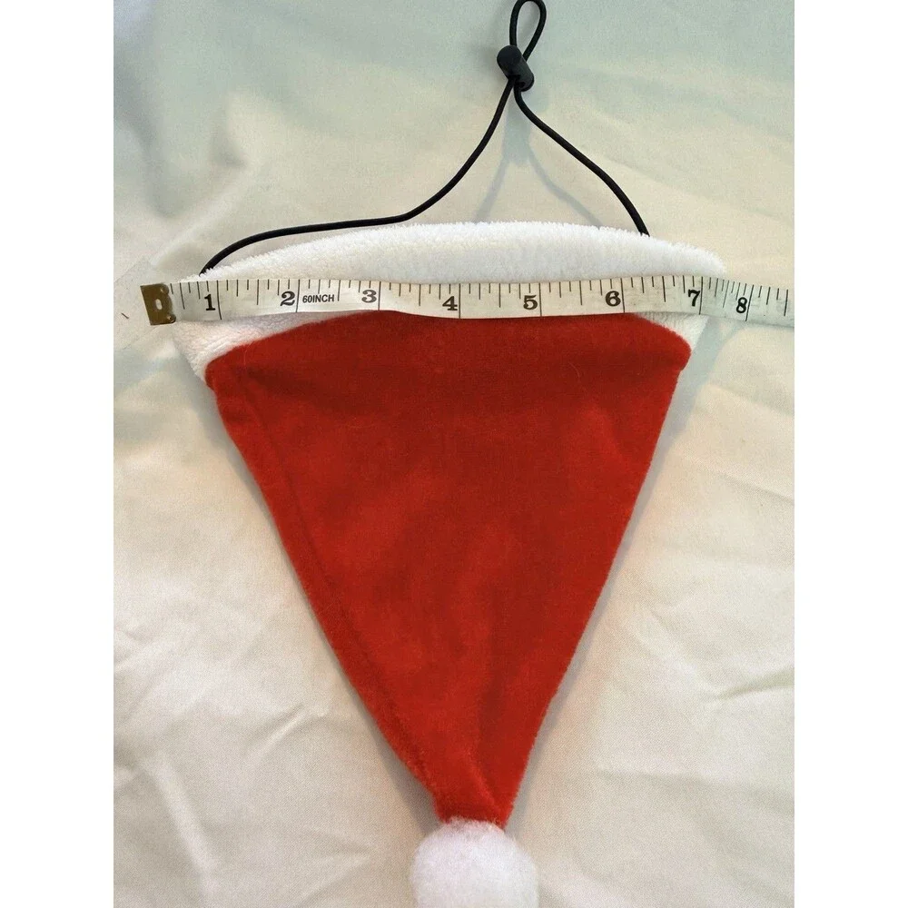 Pet Santa Christmas Red Hat and Collar Adjustable Straps with White Border